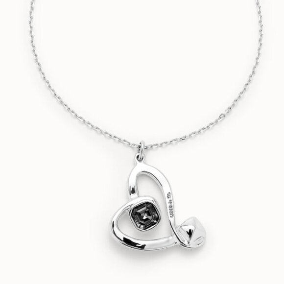 Uno de 50 Necklace - TO BE EXPRESSIVE - Silver plated with Grey Swarovski Crysta